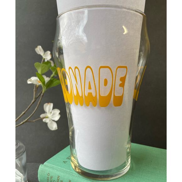 Vintage Clear Yellow Printed Lemonade Glass Large - Picture 3 of 8